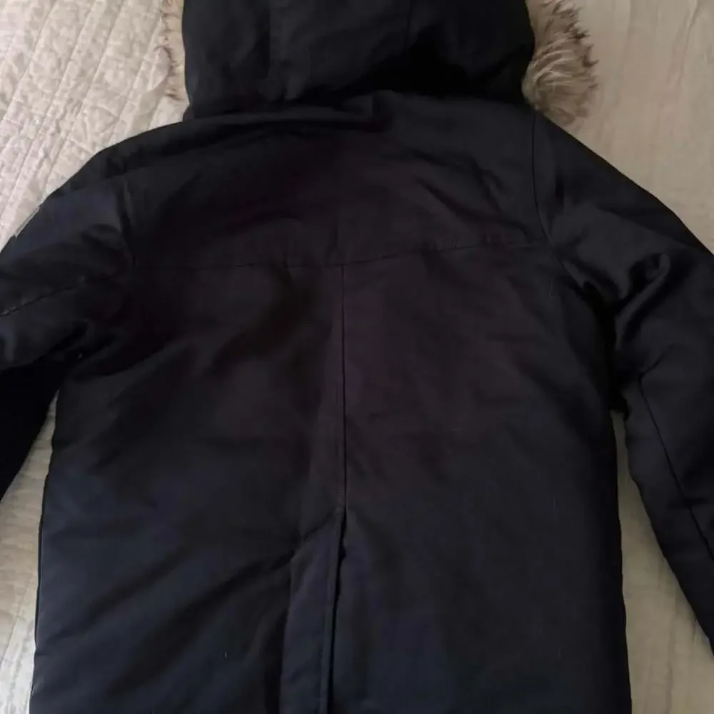 Abercrombie Kids Navy Blue Fur-Lined Parka Jacket, Size 7/8 - Picture 4 of 4